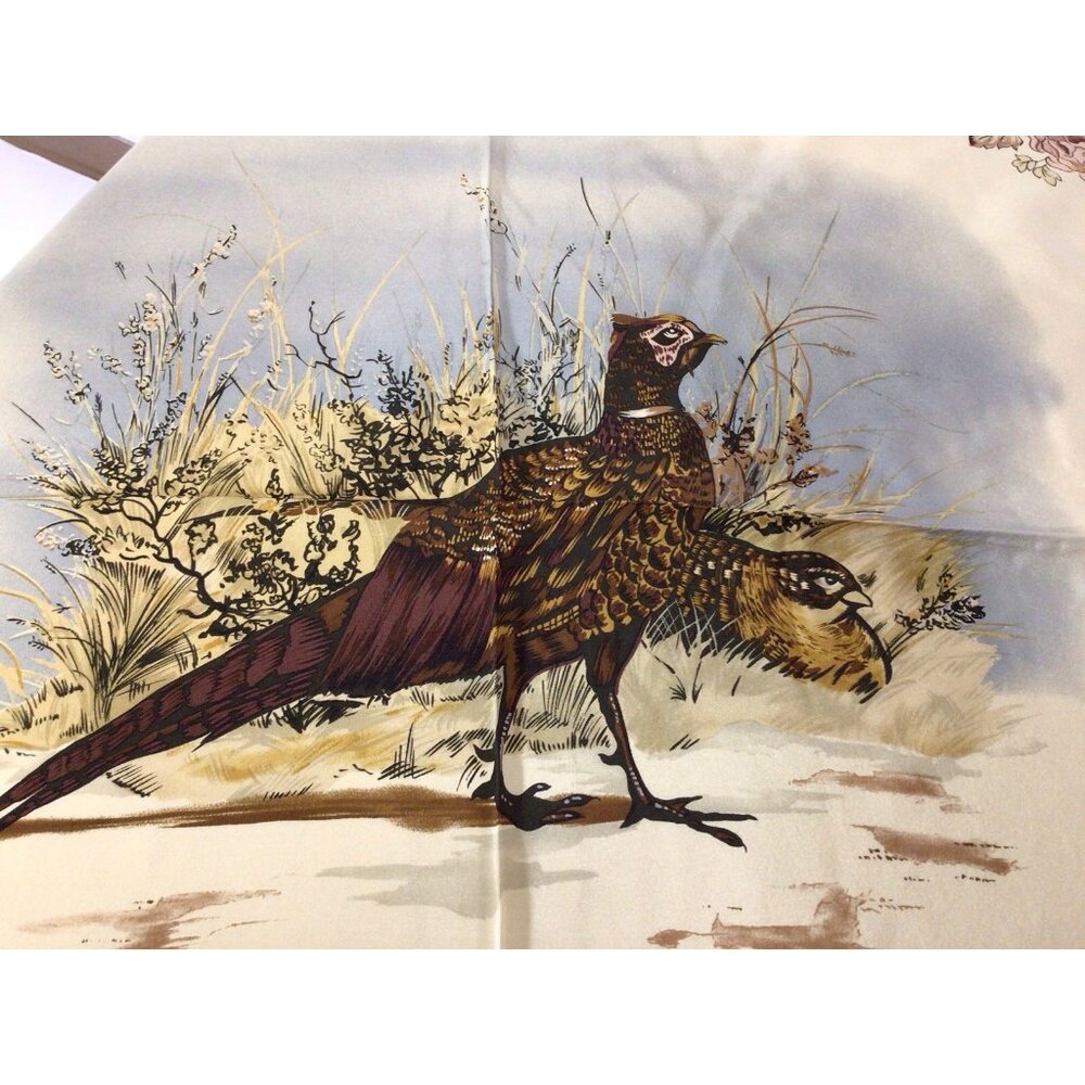 Polo Ralph Lauren Silk Scarf Fall Pheasant Florals - Picture 2 of 8